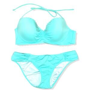 EUC Victoria's Secret 2 piece bikini turquoise sz 36B sz small bottom